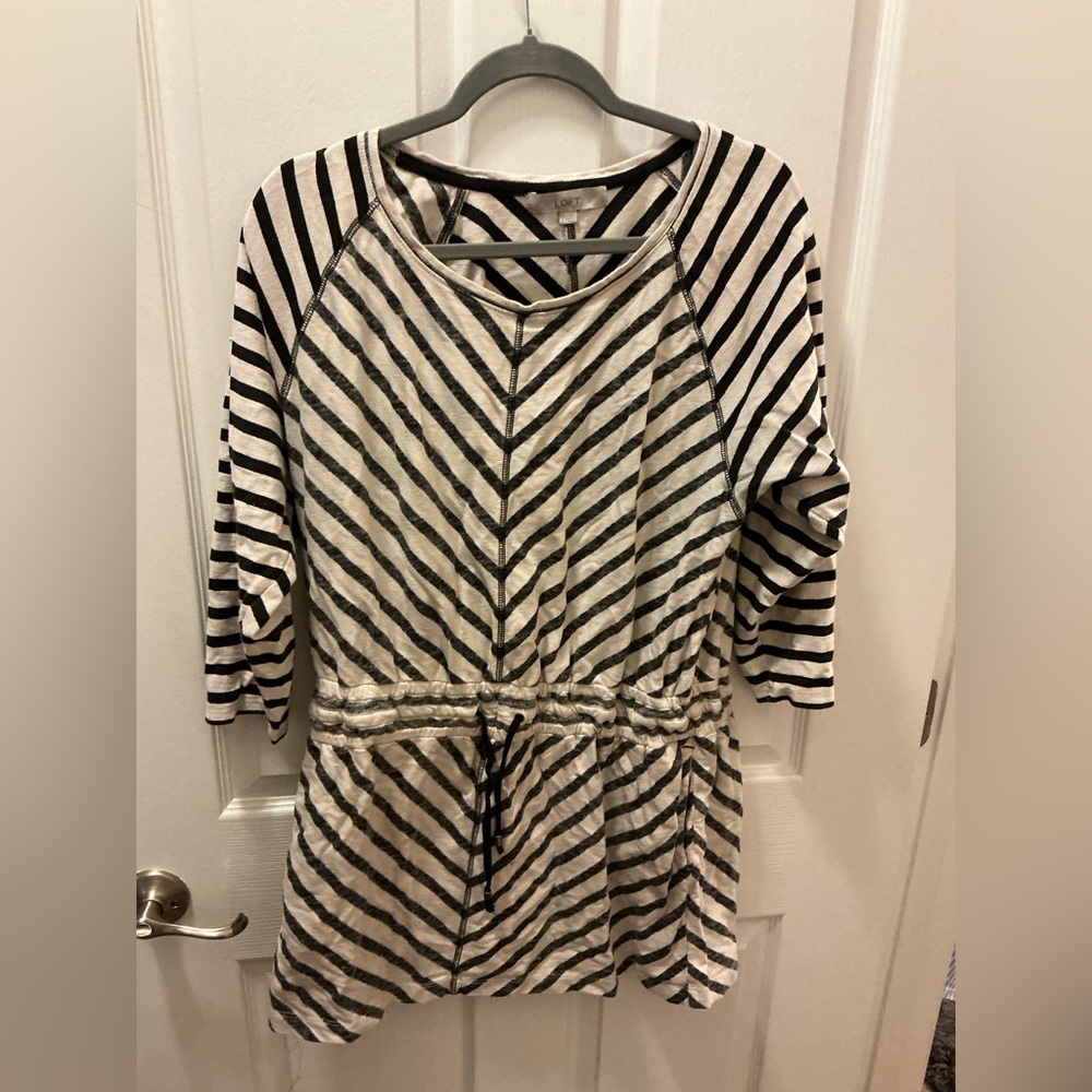 LOFT Black and White Striped Top